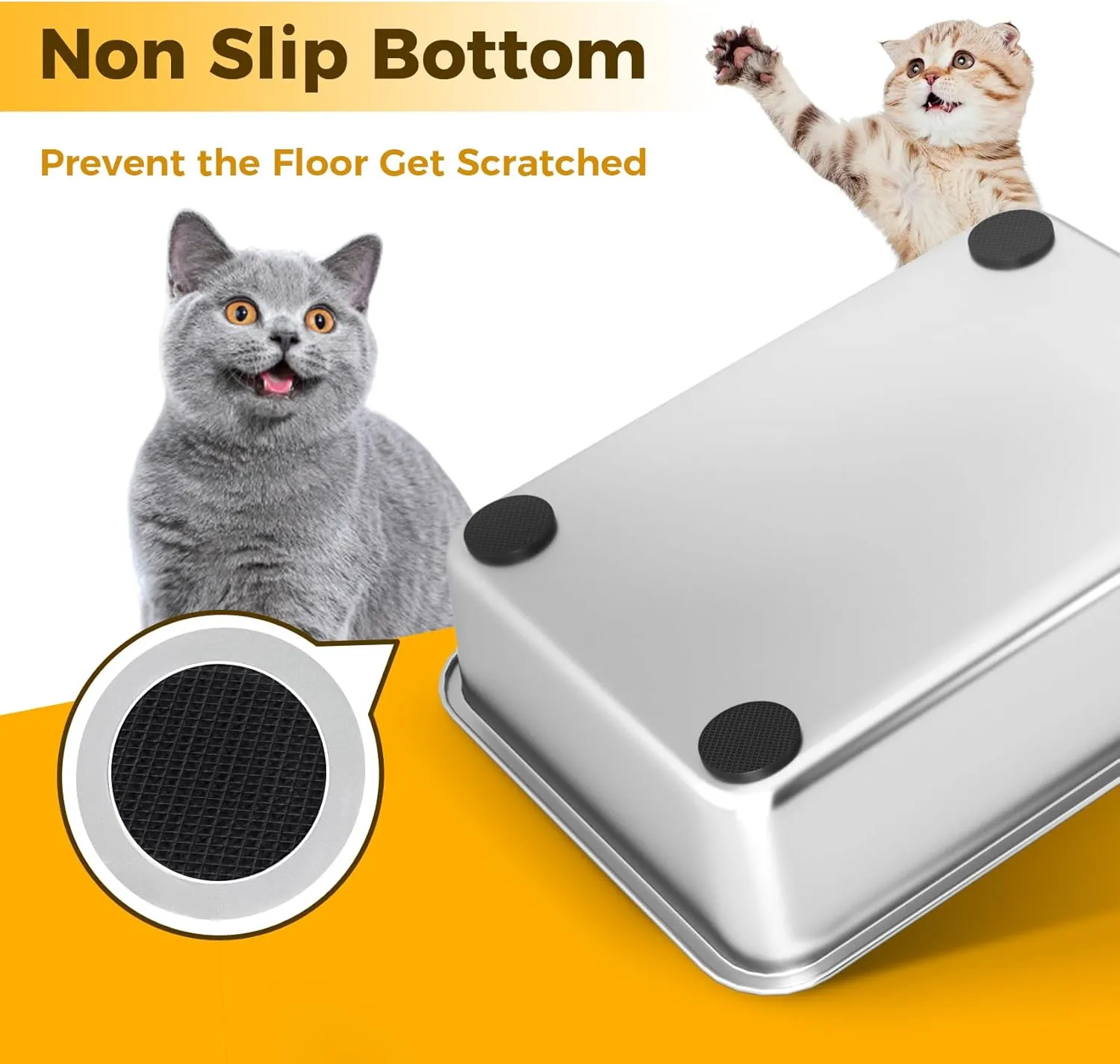 LIHONG Stainless Steel Cat Litter Box,Small Metal Litter Box for Small Cats Hamster Rabbits,No Smell,Non Stick,Easy to Clean(18" Lx14 Wx4 H,M)