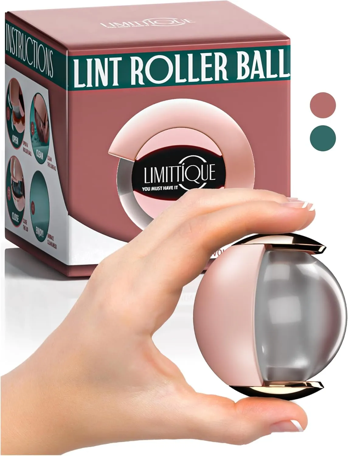 Lint Roller Ball, Premium Compact, and Reusable Lint Roller Ball, for Purse, House, and Travel, Effective Lint, Pet Hair and Debris Removal, Portable Sticky Gel Lint Ball, Dreamy Pink