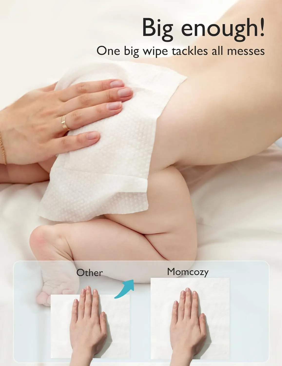 Momcozy Water Baby Wipes-Extra Large Size Design, 99% Water Based Wipes, Unscented & Hypoallergenic, Cleansing & Moisturizing Baby Wipes for Sensitive Skin, 12 Flip-Top Packs (720 Wipes Total)