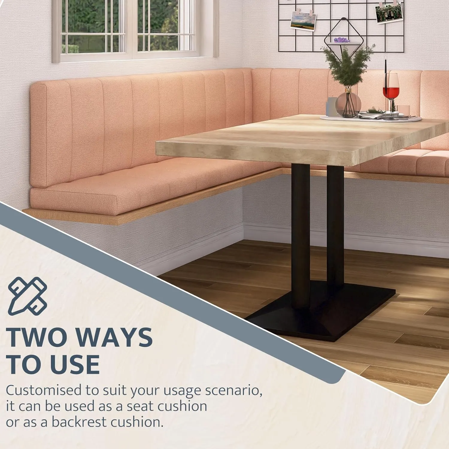 mudilun Custom Bench Cushion Window Seat Cushion Indoor Non-Slip Bench Cushions for Indoor Furniture 70D High Resilience Sponge Bay Window Cushion