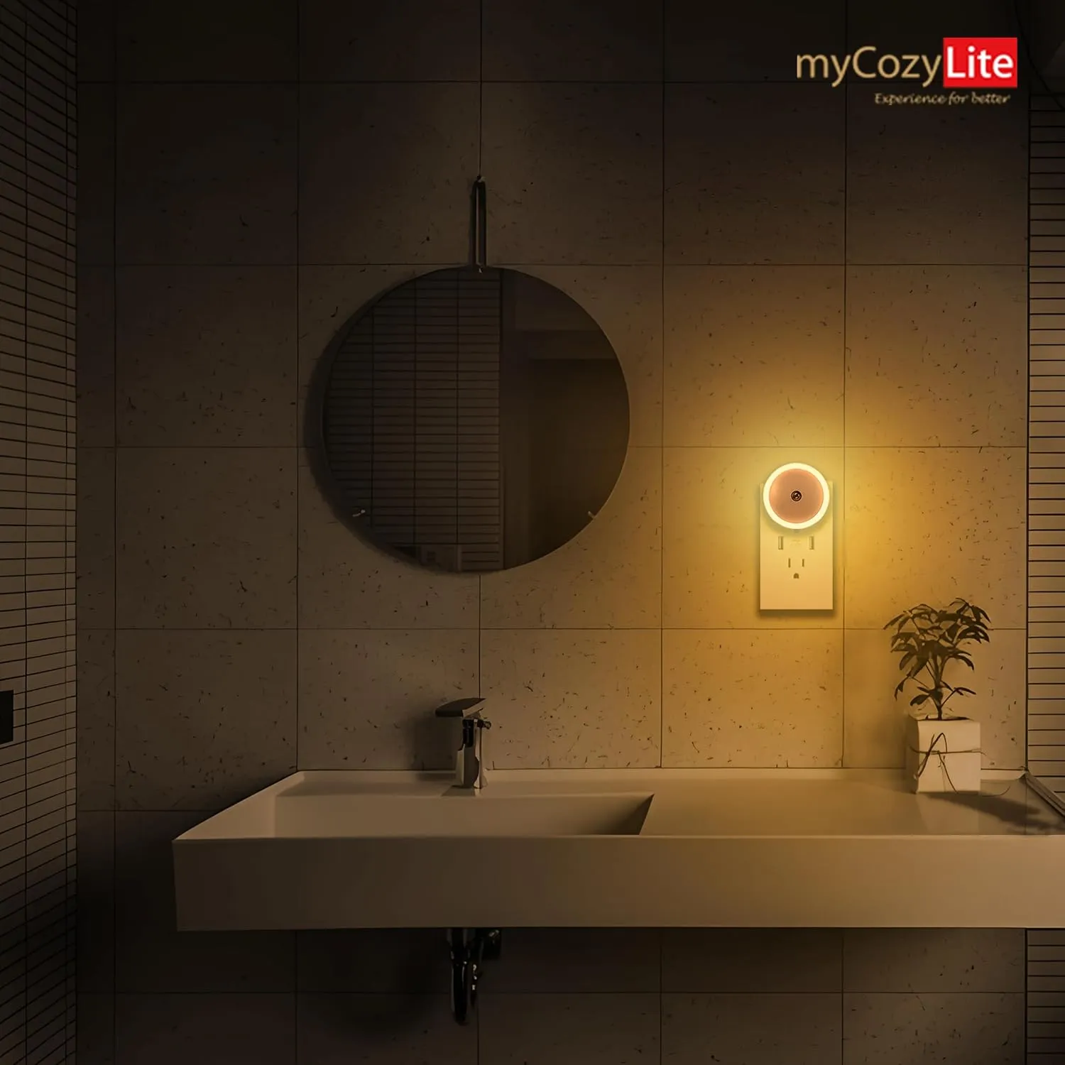 myCozyLite LED Night Lights Plug into Wall, Dusk to Dawn Sensor, Warm Hue, Plug in Night Light, Automatic Dimming, 2 Pack Night Lights for Kids, Adults, Hallways, Stairway, Kitchen, Bathroom, Bedroom