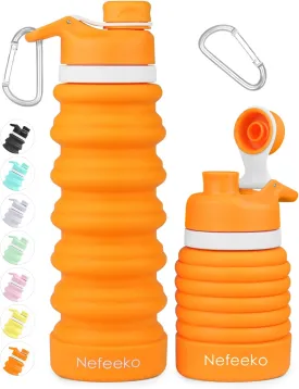 Nefeeko Collapsible Water Bottle, 26oz Silicone Foldable Water Bottles Leakproof BPA Free Travel Water Bottles with Carabiner, Portable Sport Water Bottles for Camping,Hiking Outdoor Indoor Sport