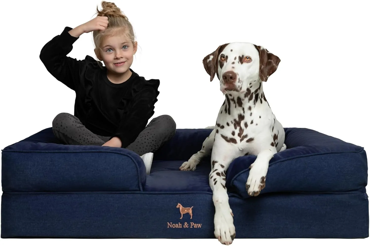 NOAH & PAW XL Dog Bed, 45x35x11 Inch, Orthopedic Large Dog Beds, Eggshell Memory Foam Infused with Cooling Gel, Inner Cover, Waterproof, Machine Washable (Denim Sofa Collection)