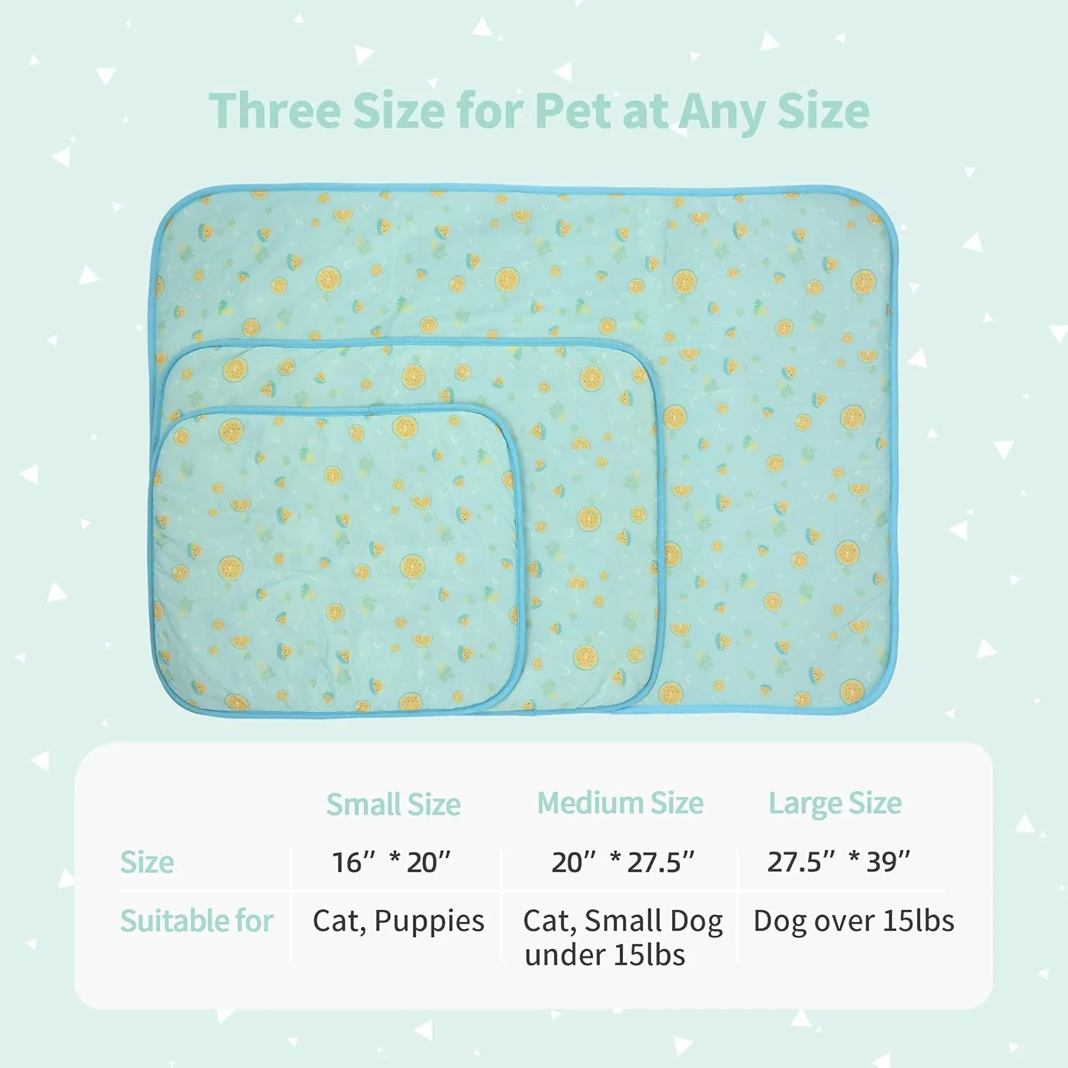 NWK Pet Cooling Mat - 27.5 X 20 Ice Silk Cooling Mat for Dogs & Cats Portable & Washable Pet Cooling Blanket, Car Seats, Beds for Summer (Green Fruit, Medium)
