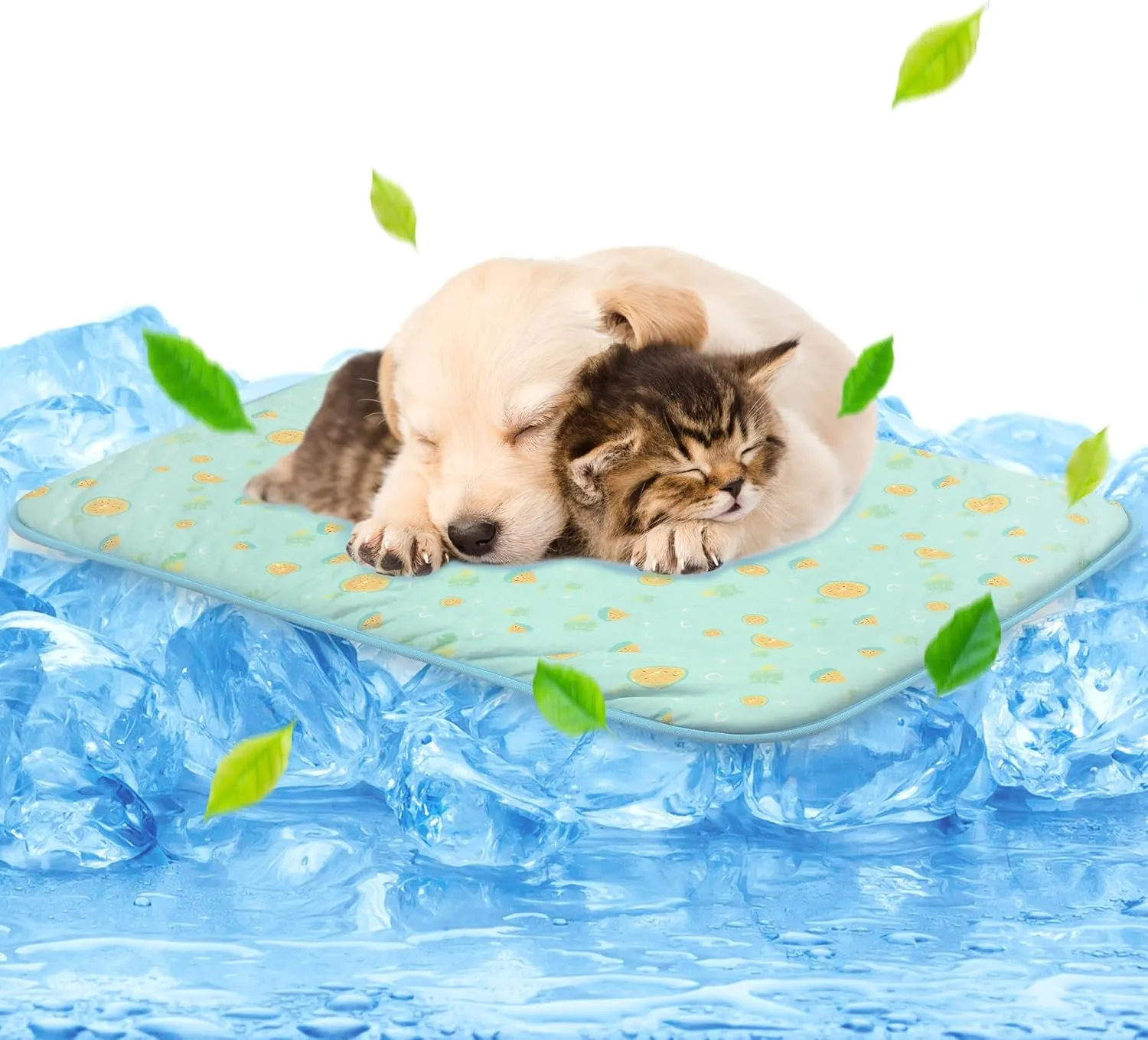 NWK Pet Cooling Mat - 27.5 X 20 Ice Silk Cooling Mat for Dogs & Cats Portable & Washable Pet Cooling Blanket, Car Seats, Beds for Summer (Green Fruit, Medium)