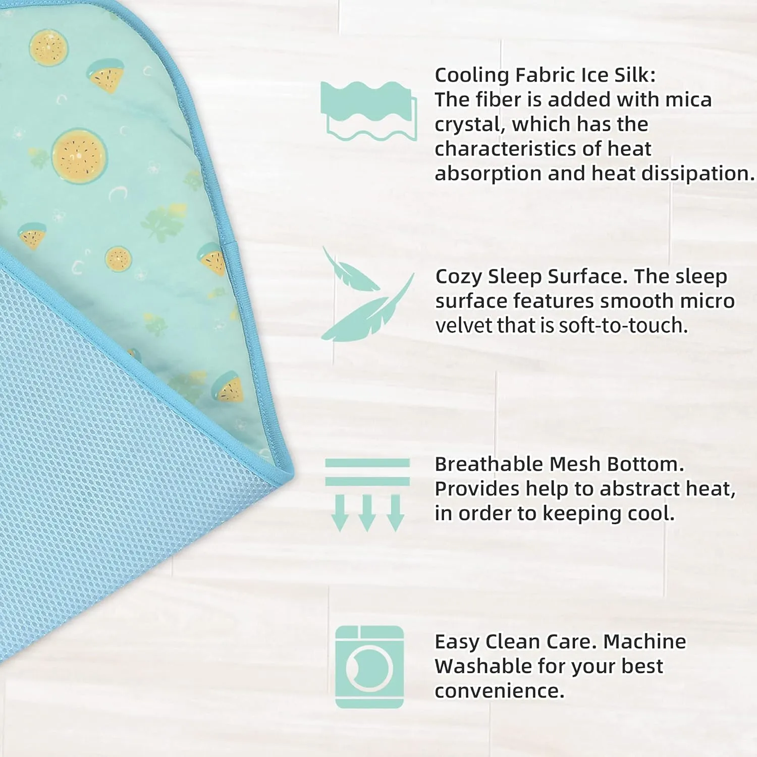 NWK Pet Cooling Mat - 27.5 X 20 Ice Silk Cooling Mat for Dogs & Cats Portable & Washable Pet Cooling Blanket, Car Seats, Beds for Summer (Green Fruit, Medium)