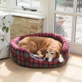 Oval Dog Bed Checked Design
