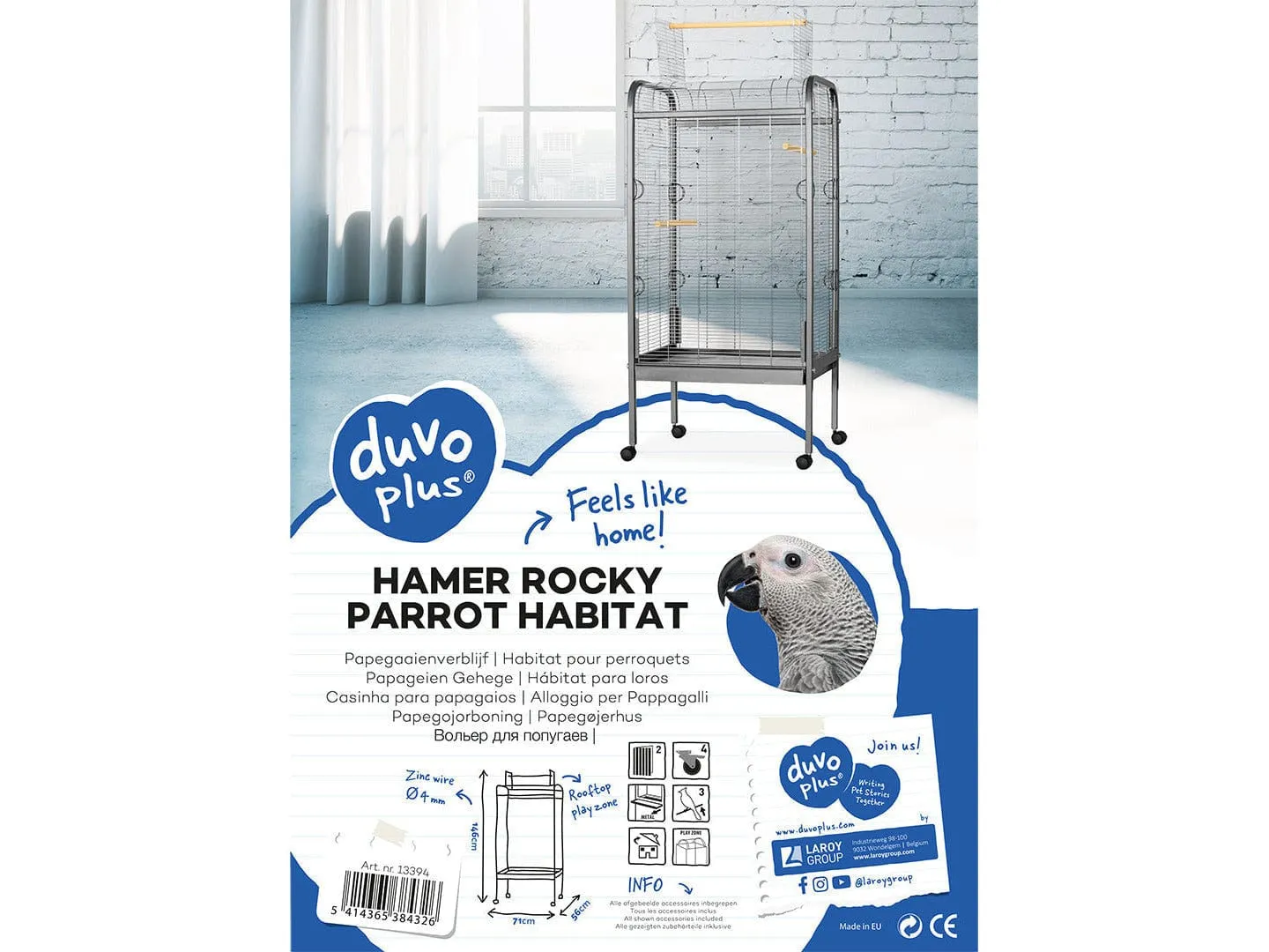 Parrot habitat Hamer Rocky 56x71x146cm silver