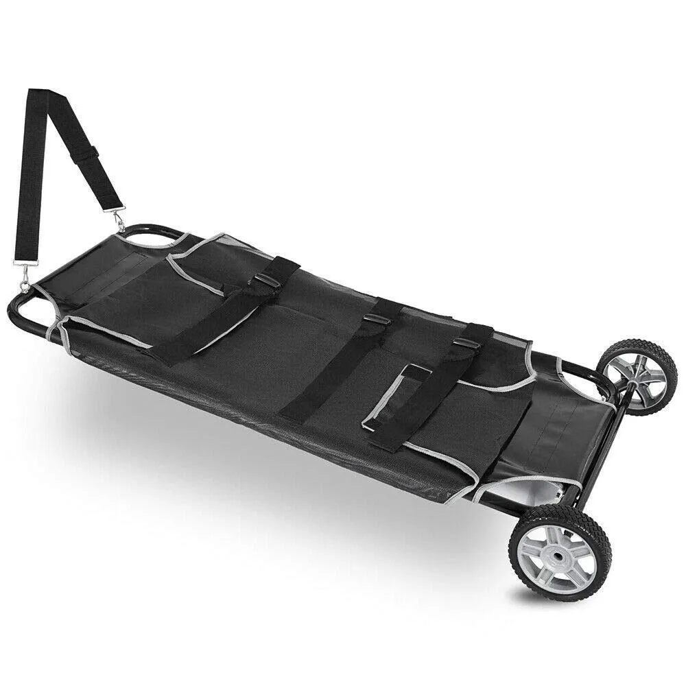 Pet Rescue Stretcher with Wheels, 110lb Capacity Veterinary Transport Trolley, Dog & Cat Wheelchair Gurney for Elderly Pets