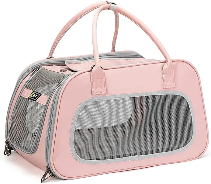 Pethven Pink Pet Carrier Woman Handbag for Cats,Puppy,Dogs Bag,Soft-Sided,Mesh,Travel,Outdoor 19x12x11 inches