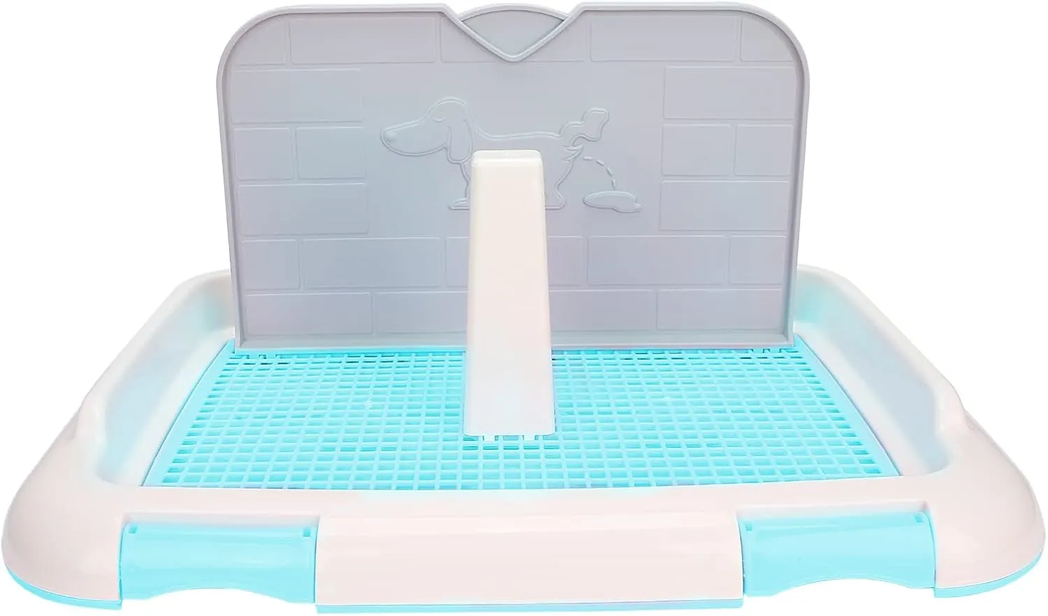 Puppy Dog Potty Tray Pee Pad Holder, Mesh Training Toilet for Small and Medium Dogs, Easy to Clean, Wall for Male Dogs, Ideal for Busy Owners (Blue)