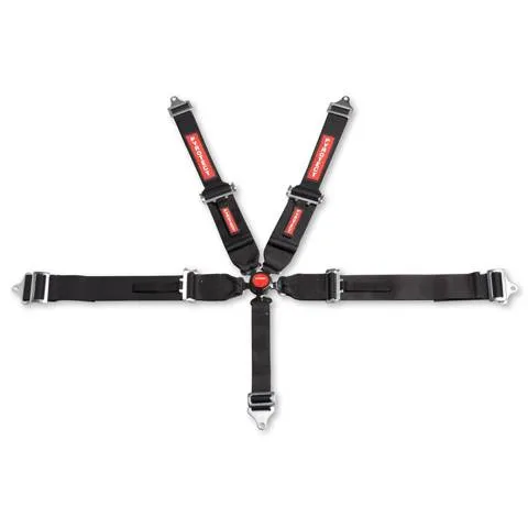 Pyrotect 6-Point Standard Camlock Harness w/ Bolt Plates - 3" Width - Pull Up Adjust - Red