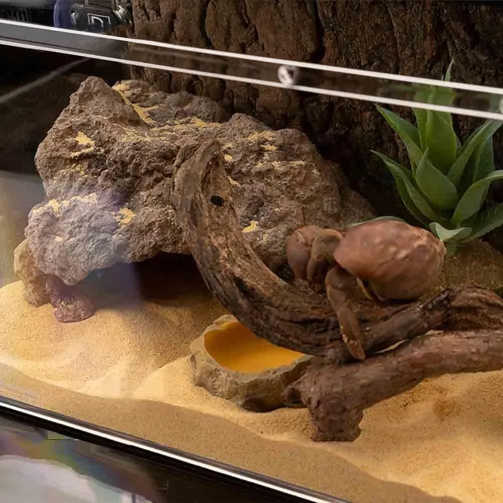 Reptile Simulation Rock Cave Hideouts Terrarium Habitat Dcor Bearded Dragon Hideout for Turtles Lizards Snakes Crab (Medium)