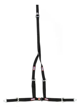 RJS Buggy Belt Harness - 3-Point Push Button Buckle Pull Down Adjust - Bolt-In