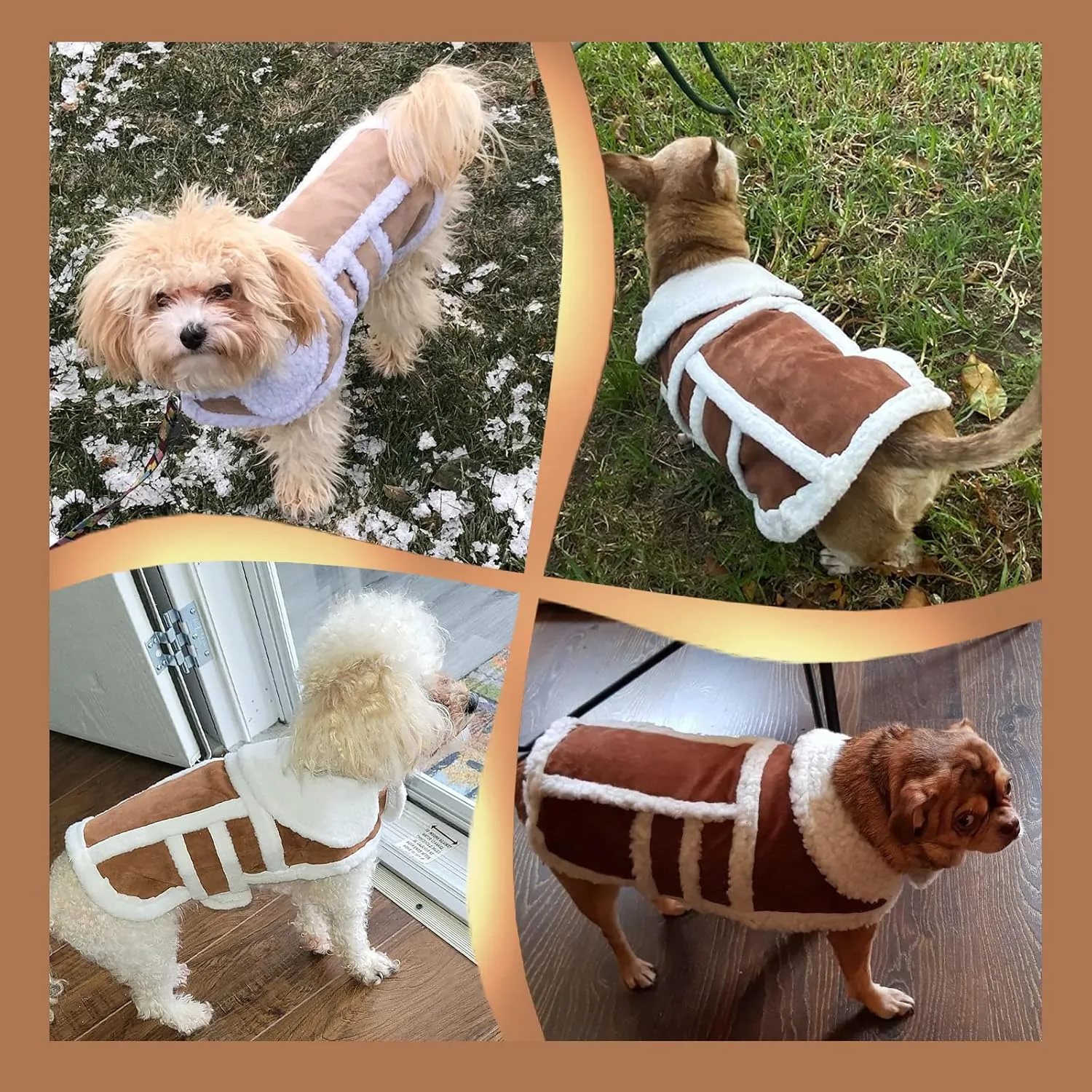 Rypet Small Dog Winter Coat - Shearling Fleece Dog Warm Coat for Small to Medium Breeds Coffee, Large