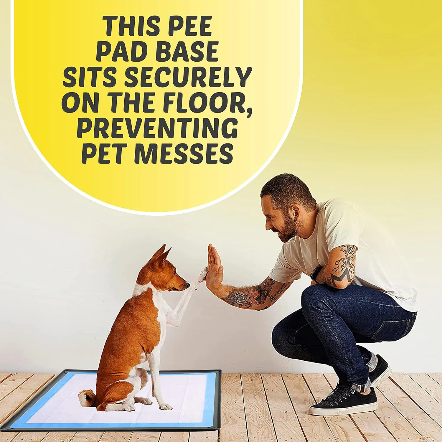 Skywin Dog Pad Holder Tray, 27.5 x 44 Inches Puppy Pee Pad Holder for Dogs, Easy to Clean and Store, Silicone Training Pad Holder (Grey)