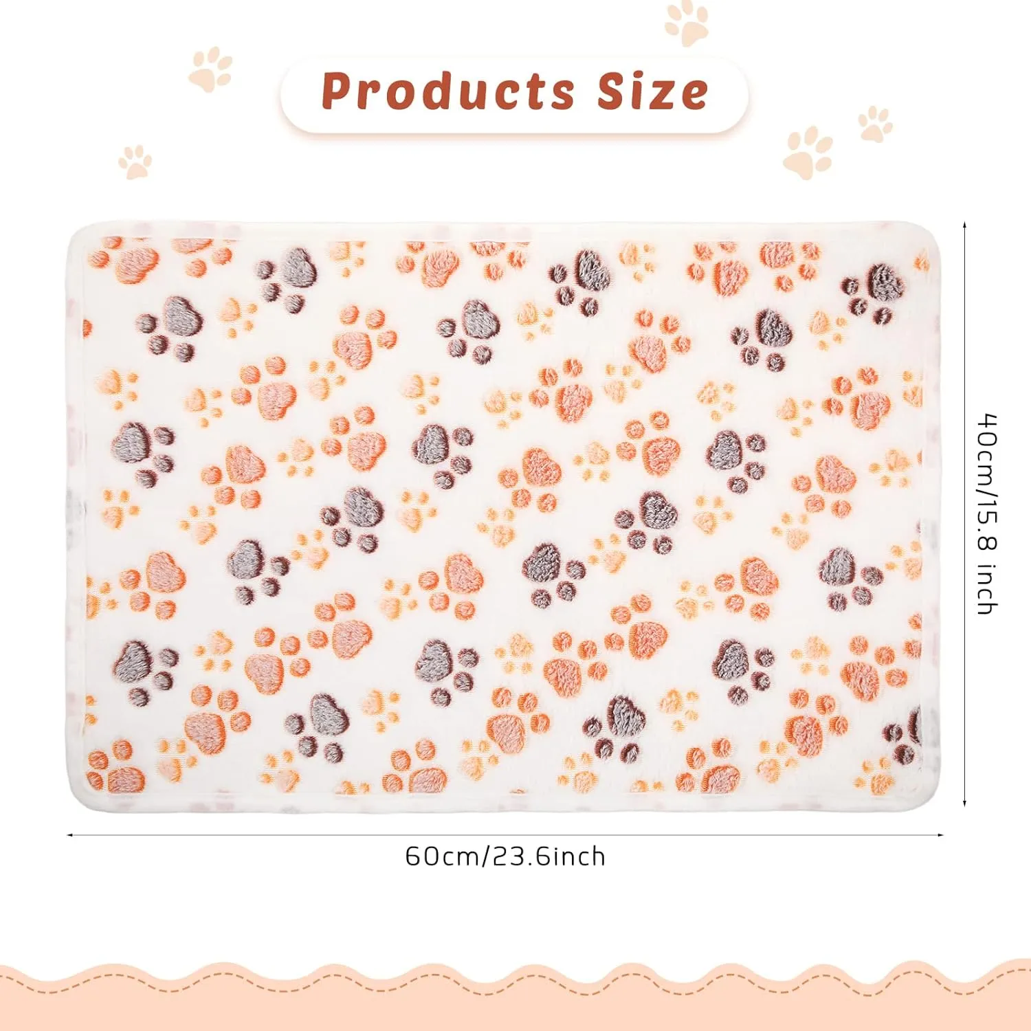 Tegeme 8 Pcs Fleece Dog Blankets for Small Dogs Cat Soft Coral Velvet Warm Sleep Mat Fluffy Dog Paw Print Blanket for Kitten Doggy Small Animal(24 x 16 Inch,White)