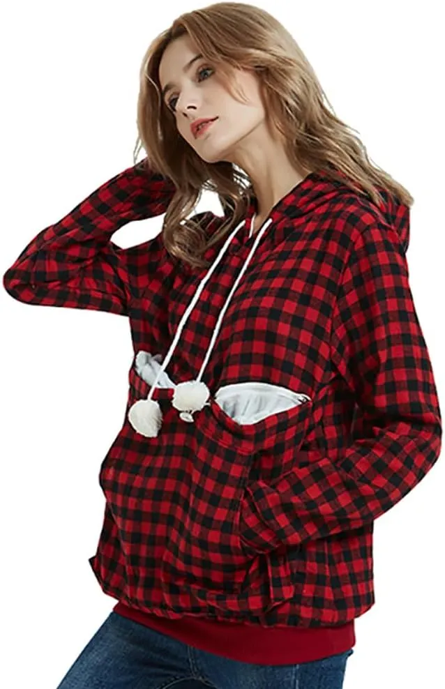 Unisex Pet Holder Hoodies Kitten Puppy Carrier Hooded Pullover Front Pouch Thin Shirt