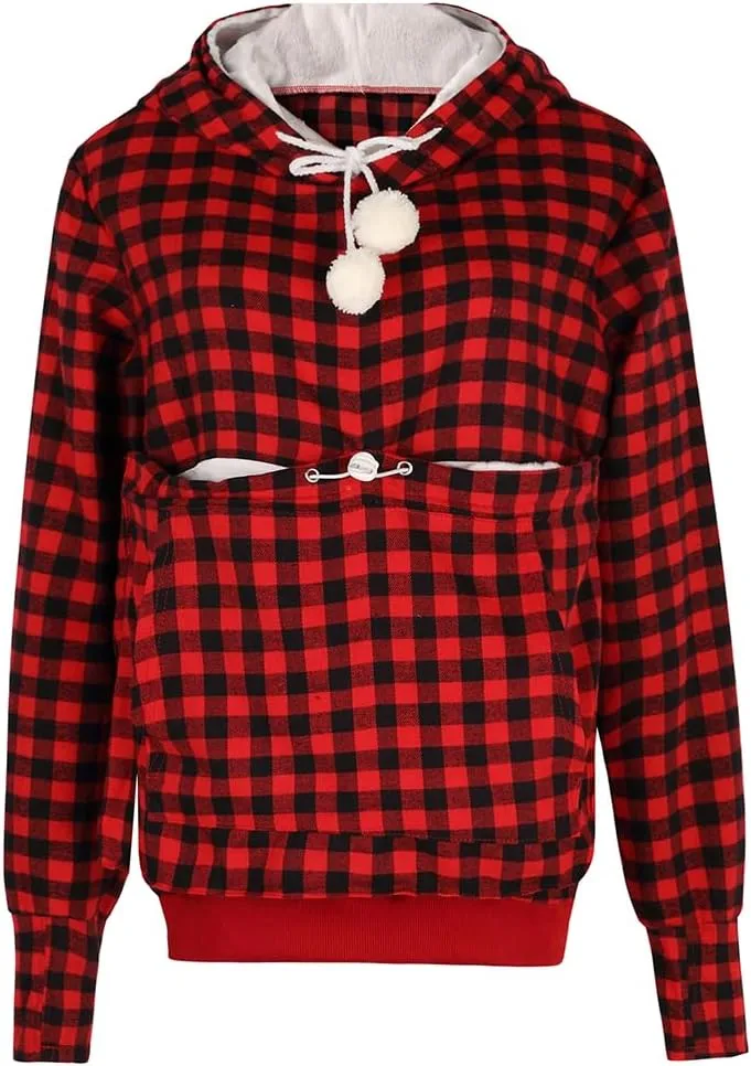 Unisex Pet Holder Hoodies Kitten Puppy Carrier Hooded Pullover Front Pouch Thin Shirt