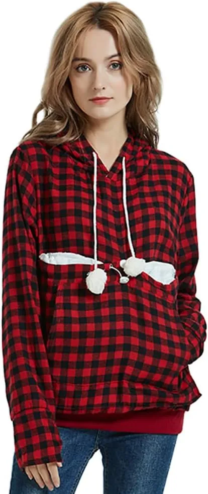 Unisex Pet Holder Hoodies Kitten Puppy Carrier Hooded Pullover Front Pouch Thin Shirt