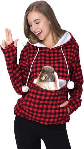 Unisex Pet Holder Hoodies Kitten Puppy Carrier Hooded Pullover Front Pouch Thin Shirt