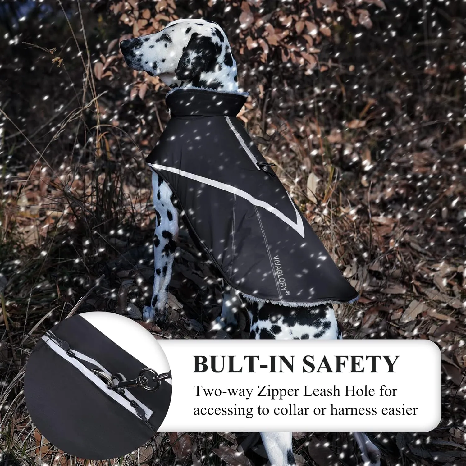 VIVAGLORY Cozy Water-Repellent Windproof Dog Vest Winter Coat, Warm Pet Apparel for Cold Weather Dog Jacket for Small Medium Dogs with Furry Collar, Black, M