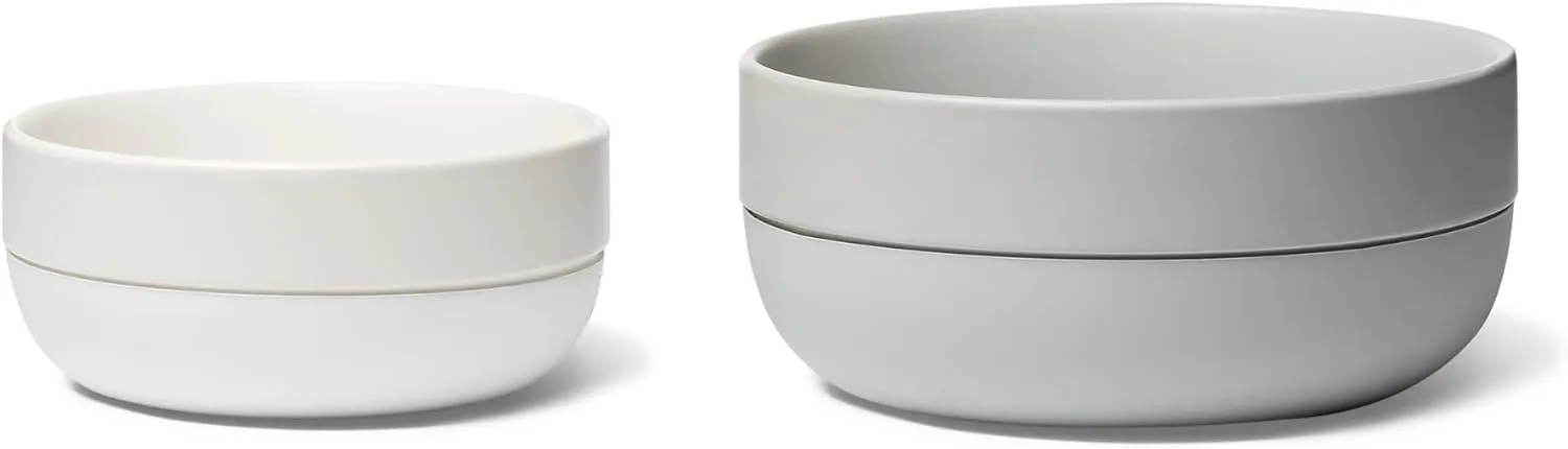 Waggo Ceramic Cling Dog Bowl with Rubber Bottom for Small and Large Breeds - Heavyweight Bowl with Anti-Skid Non Slip Rubber Bottom, Dishwasher Safe (Small, White)