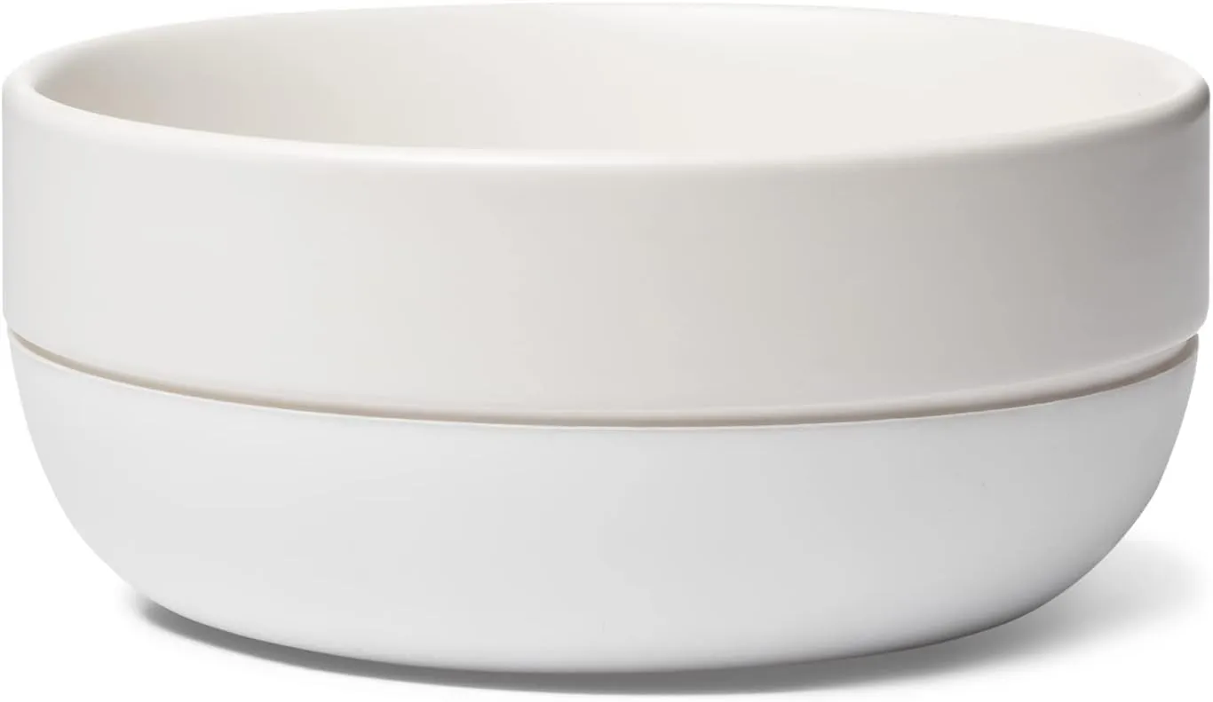 Waggo Ceramic Cling Dog Bowl with Rubber Bottom for Small and Large Breeds - Heavyweight Bowl with Anti-Skid Non Slip Rubber Bottom, Dishwasher Safe (Small, White)