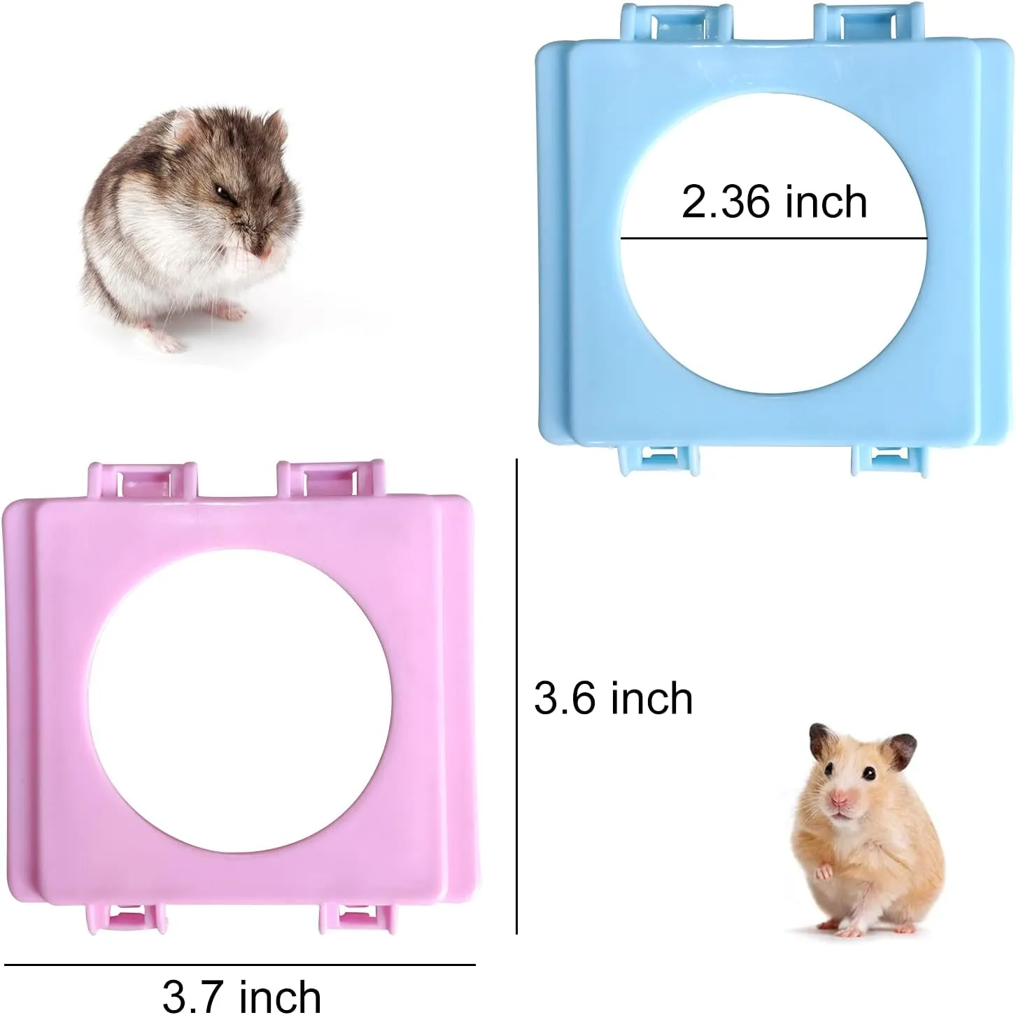 WishLotus Hamster Tunnel Pipe Fittings, 4pc 2.3 Inches Cage Tunnel Connector, External Interface Accessories Module (Blue, 2pc)
