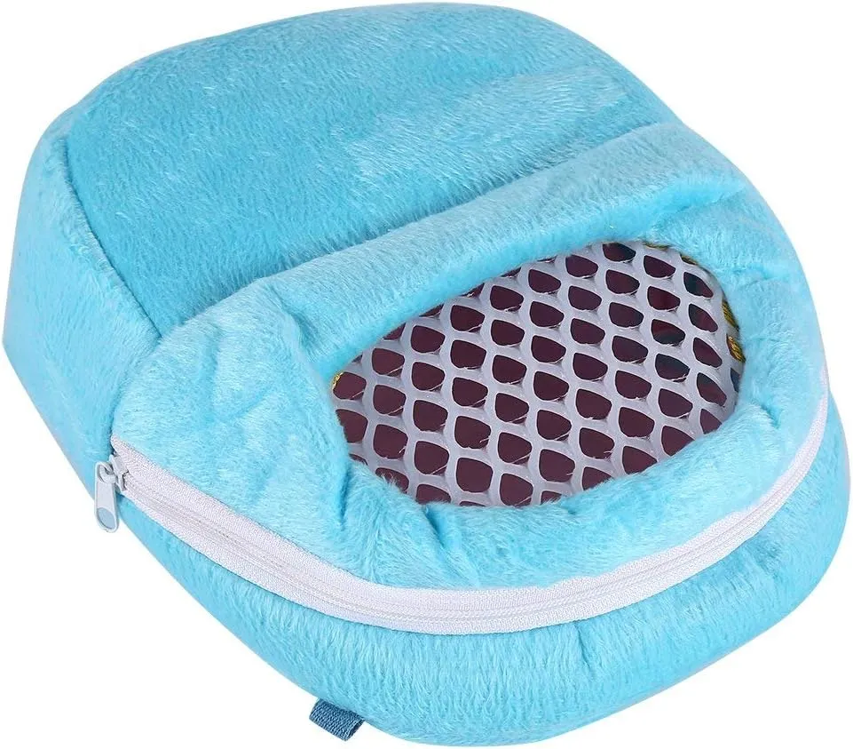 Yosoo Portable African Hedgehog Hamster Breathable Pet Dog Carrier Bags Handbags Puppy Cat Travel Backpack (S, White Mesh - Blue)